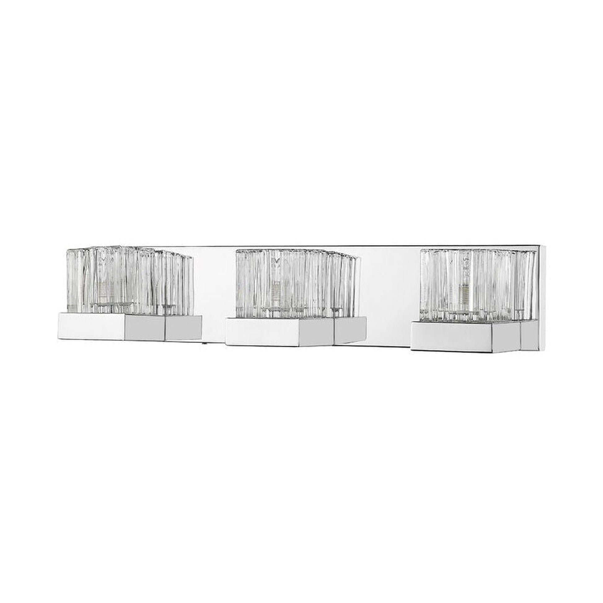 Z-Lite Fallon 22" 3-Light Chrome Vanity Light With Clear Ribbed and Frosted Crystal Shade