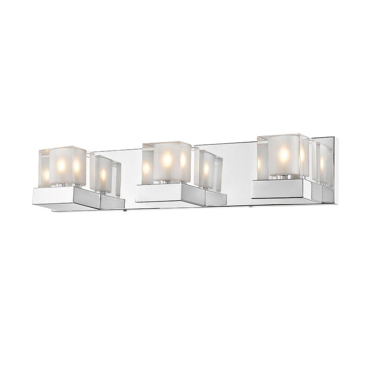 Z-Lite Fallon 22" 3-Light Clear Frosted Crystal Shade Vanity Light With Chrome Frame Finish