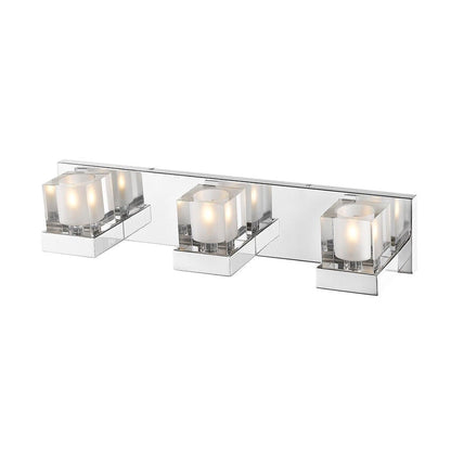 Z-Lite Fallon 22" 3-Light Clear Frosted Crystal Shade Vanity Light With Chrome Frame Finish