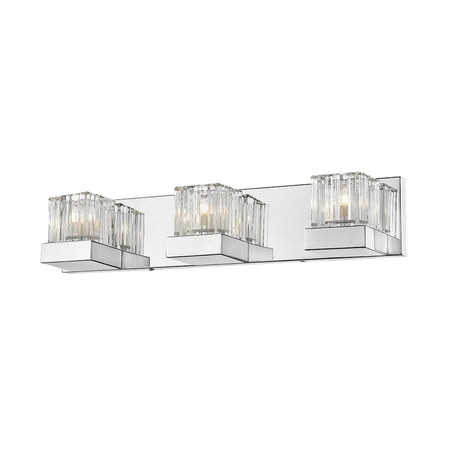 Z-Lite Fallon 22" 3-Light LED Chrome Vanity Light With Clear Ribbed and Frosted Crystal Shade