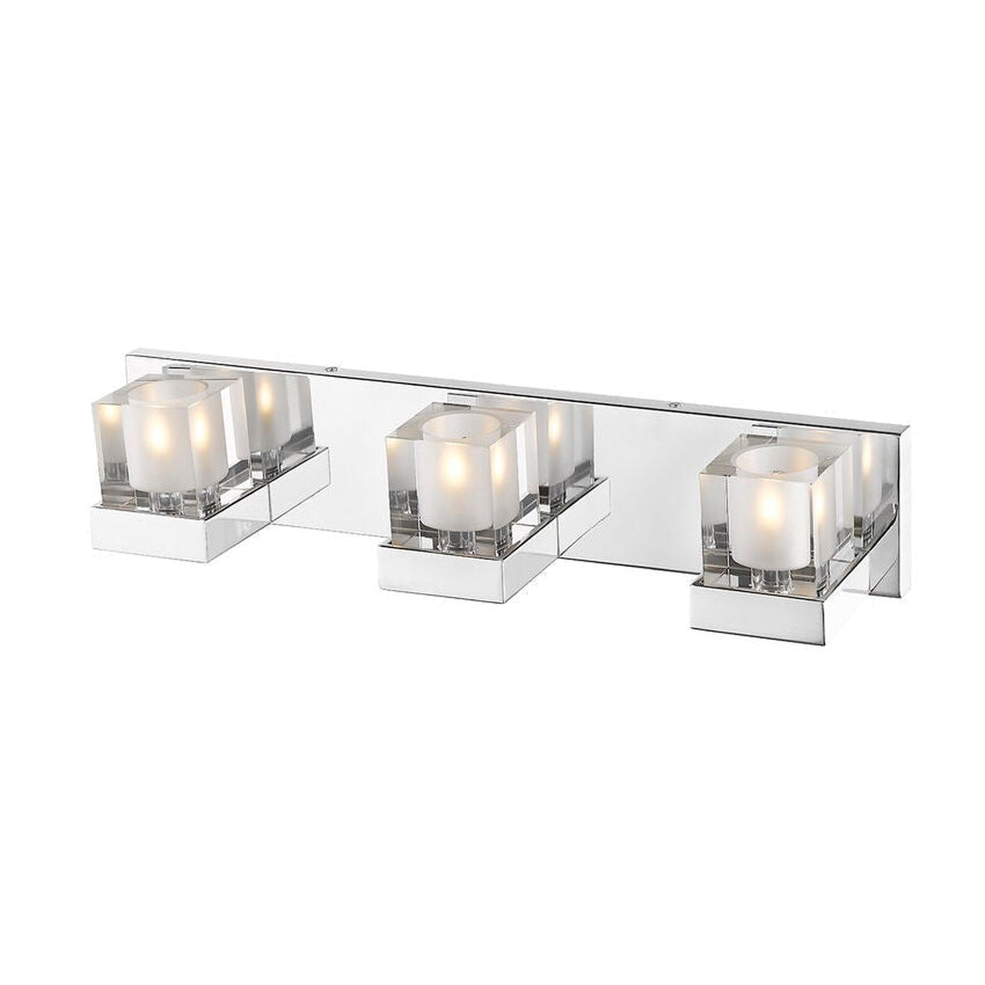 Z-Lite Fallon 22" 3-Light LED Clear Frosted Crystal Shade Vanity Light With Chrome Frame Finish