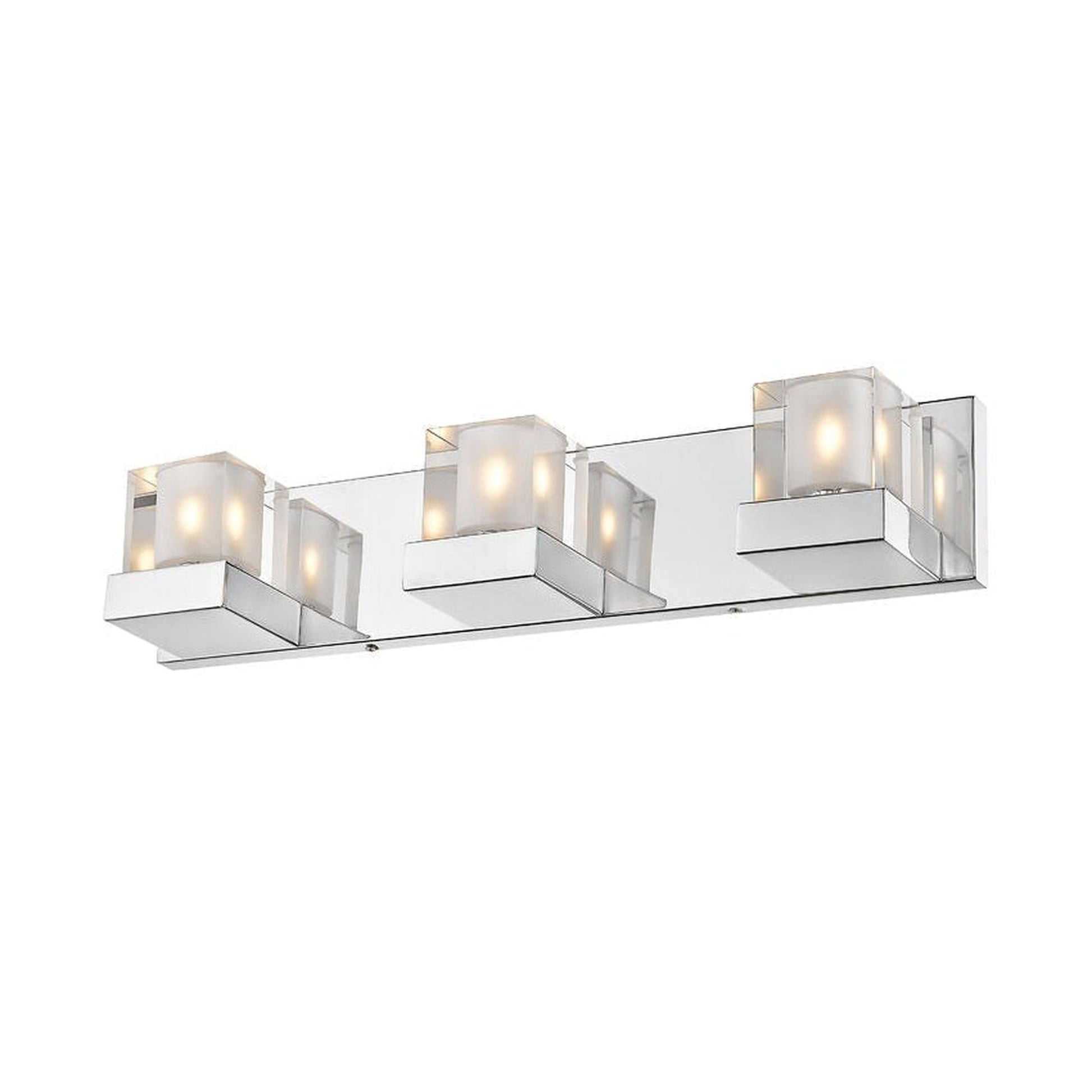 Z-Lite Fallon 22" 3-Light LED Clear Frosted Crystal Shade Vanity Light With Chrome Frame Finish