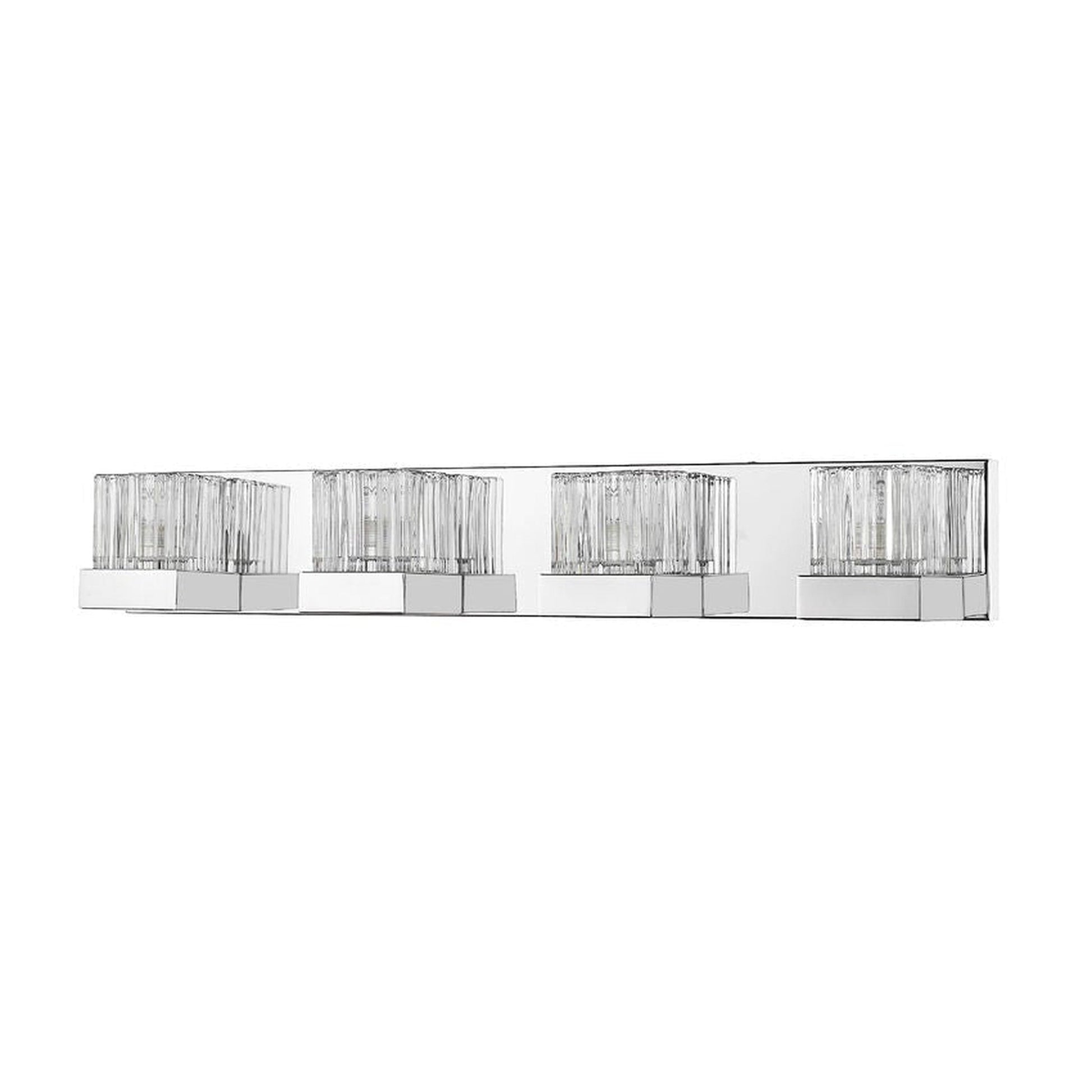 Z-Lite Fallon 28" 4-Light Chrome Vanity Light With Clear Ribbed and Frosted Crystal Shade