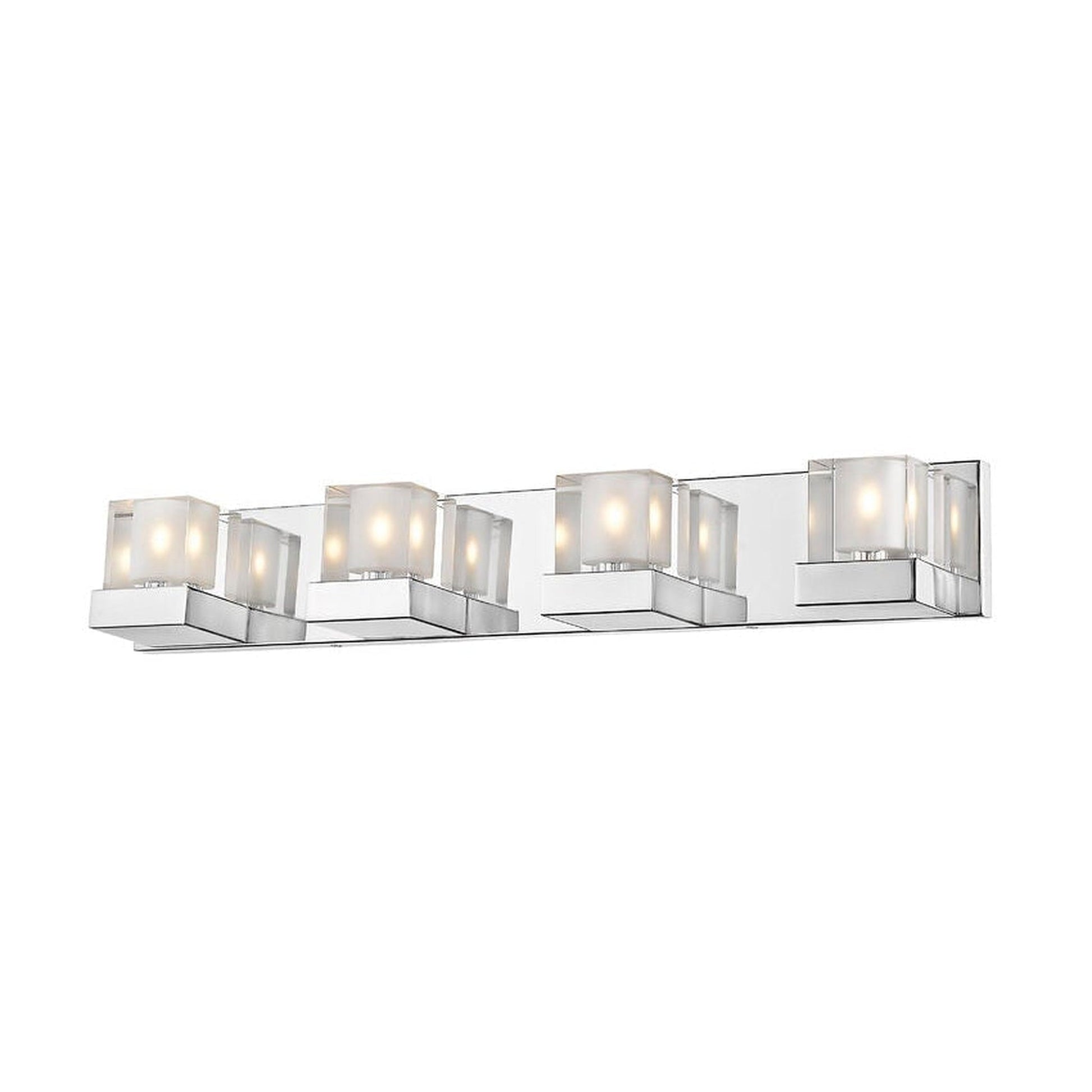 Z-Lite Fallon 28" 4-Light Chrome Vanity Light With Clear and Frosted Crystal Shade