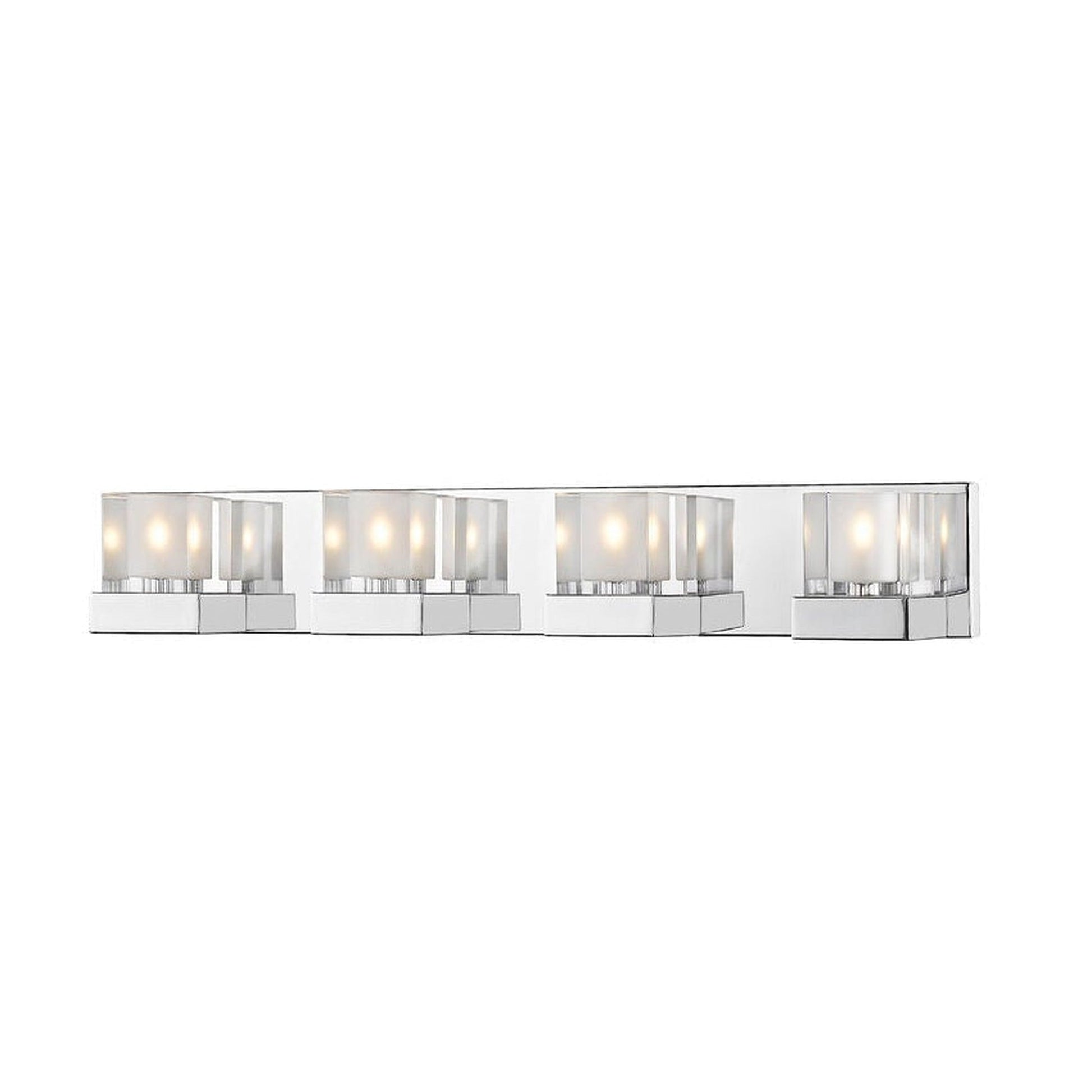 Z-Lite Fallon 28" 4-Light Chrome Vanity Light With Clear and Frosted Crystal Shade