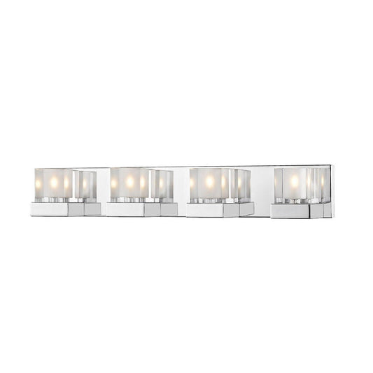 Z-Lite Fallon 28" 4-Light LED Chrome Vanity Light With Clear Frosted and Crystal Shade