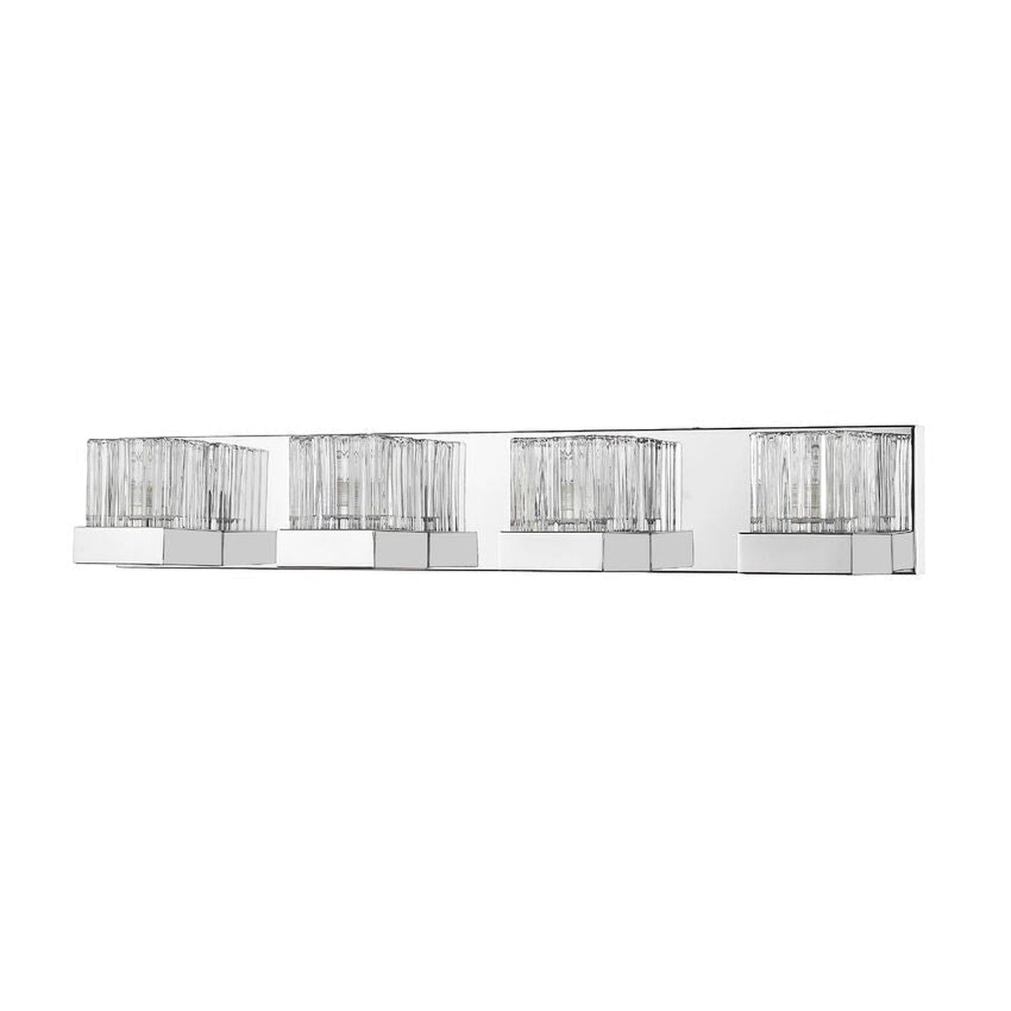Z-Lite Fallon 28" 4-Light LED Chrome Vanity Light With Clear Ribbed and Frosted Crystal Shade