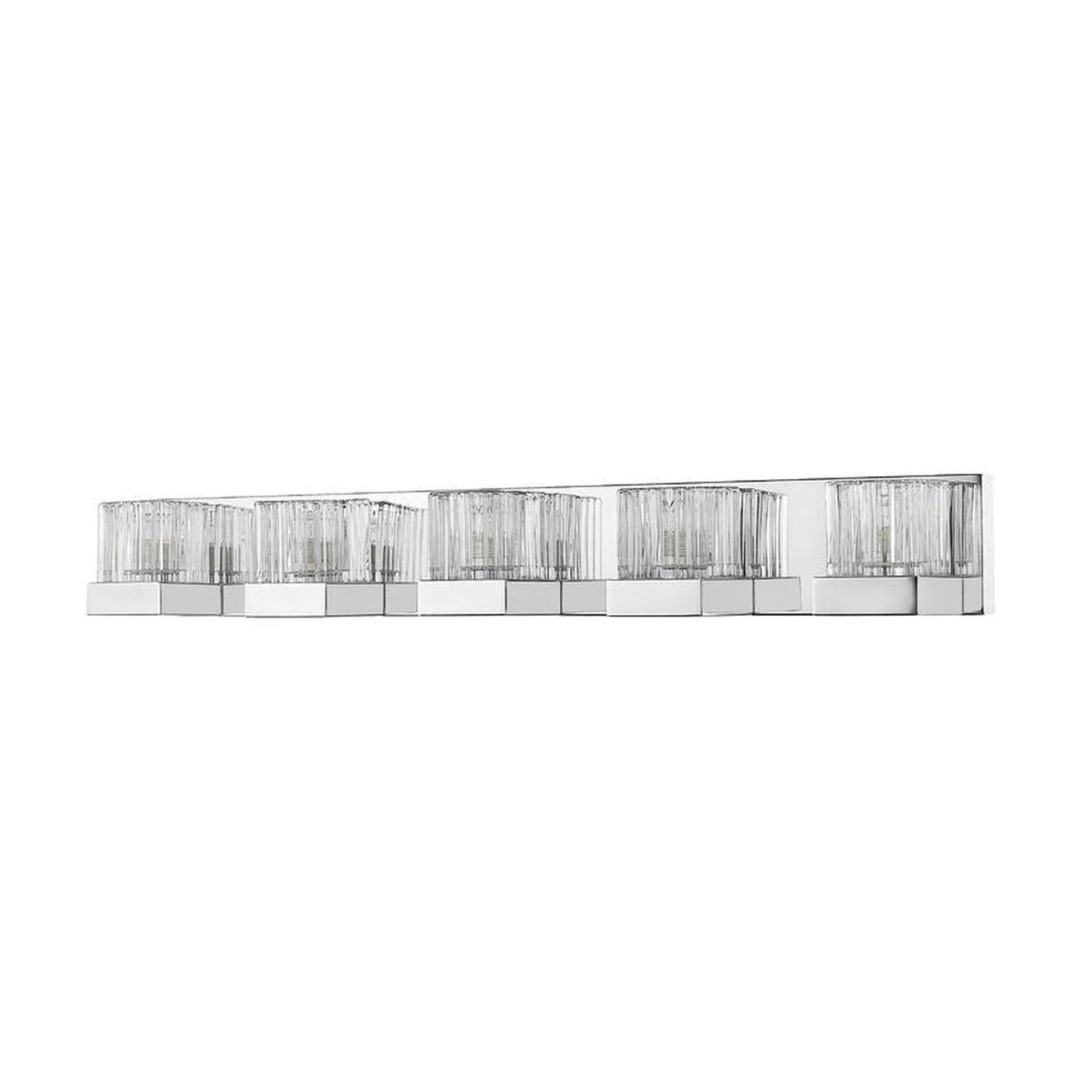 Z-Lite Fallon 34" 5-Light Chrome Vanity Light With Clear Ribbed and Frosted Crystal Shade