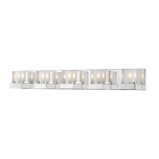 Z-Lite Fallon 34" 5-Light Chrome Vanity Light With Clear and Frosted Crystal Shade
