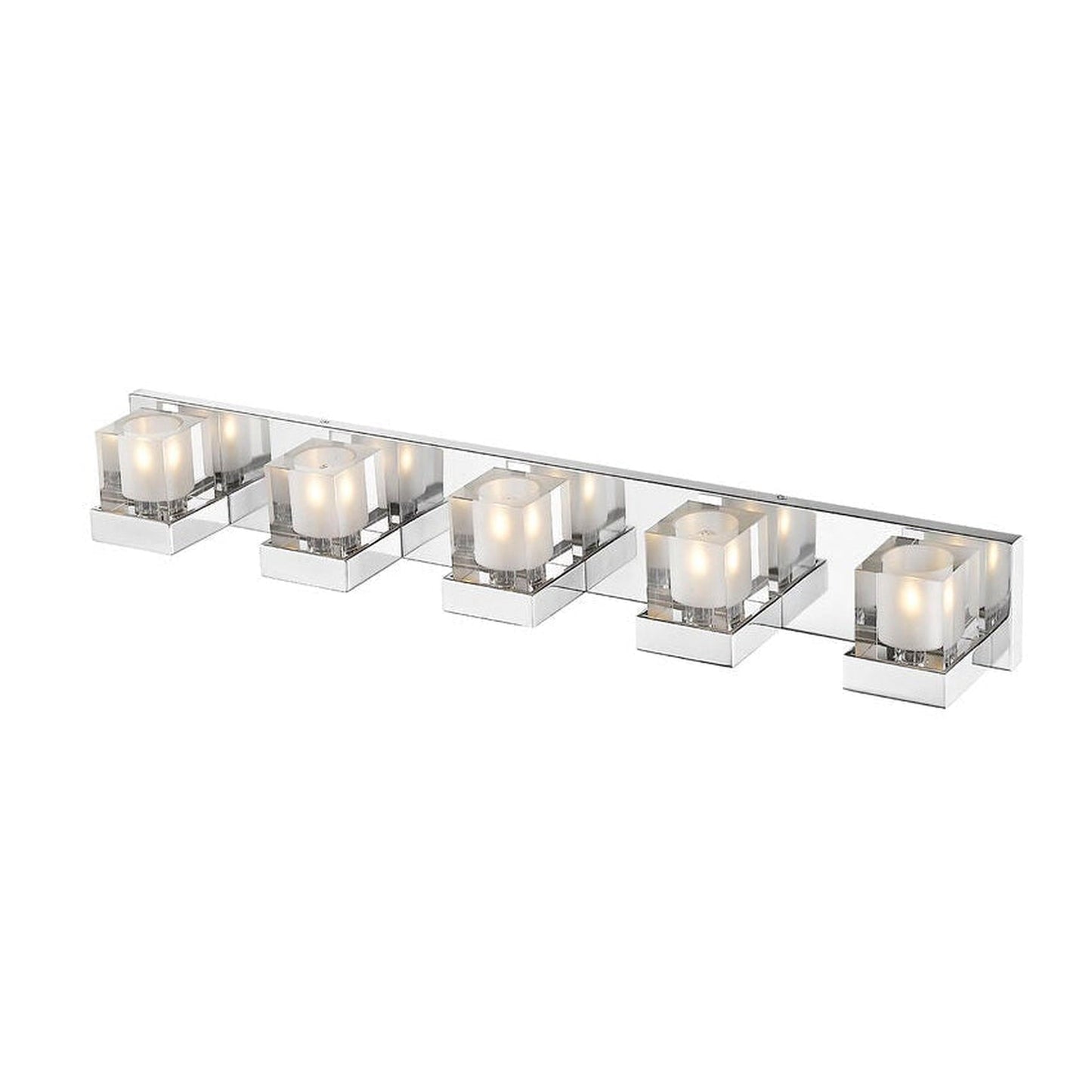 Z-Lite Fallon 34" 5-Light LED Chrome Vanity Light With Clear and Frosted Crystal Shade