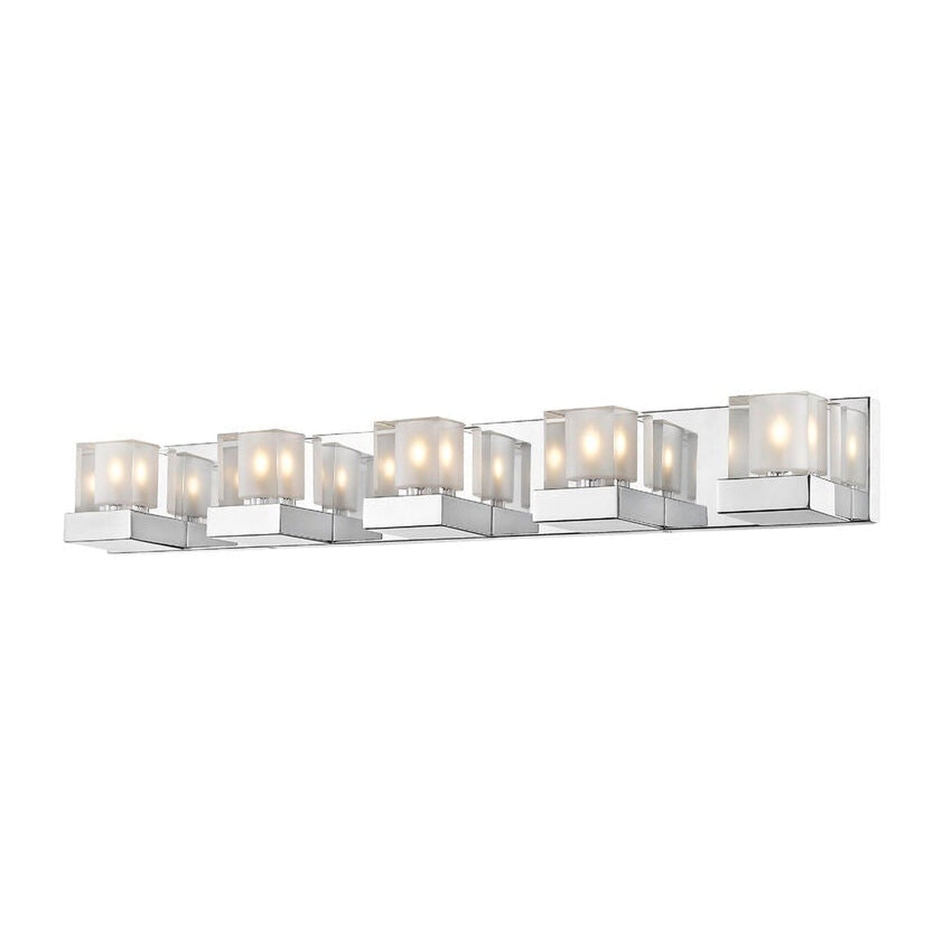 Z-Lite Fallon 34" 5-Light LED Chrome Vanity Light With Clear and Frosted Crystal Shade
