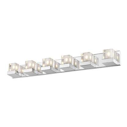 Z-Lite Fallon 40" 6-Light Clear Frosted Crystal Shade Vanity Light With Chrome Frame Finish