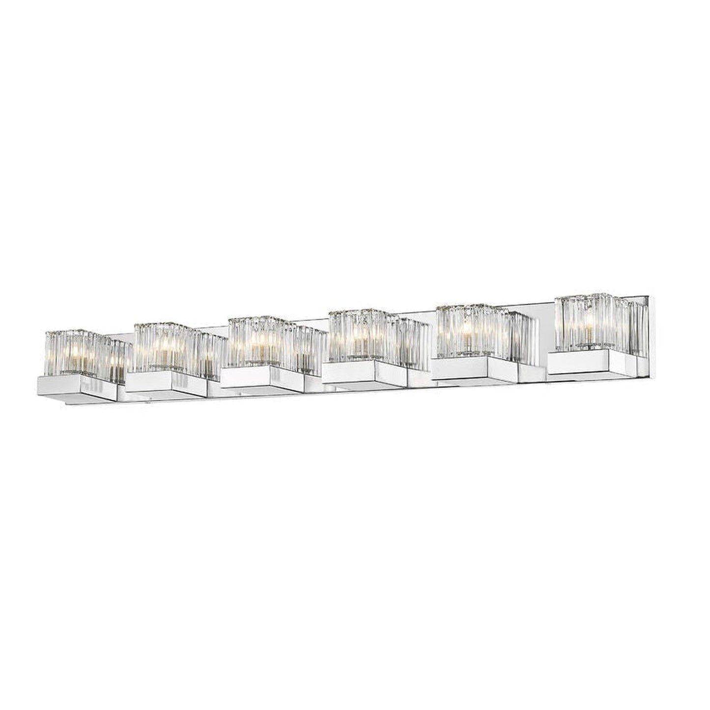 Z-Lite Fallon 40" 6-Light Clear Ribbed Frosted Crystal Shade Vanity Light With Chrome Frame Finish