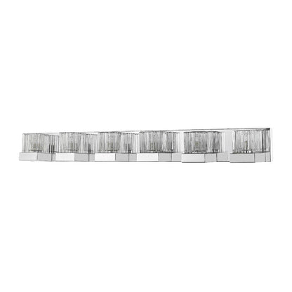 Z-Lite Fallon 40" 6-Light Clear Ribbed Frosted Crystal Shade Vanity Light With Chrome Frame Finish