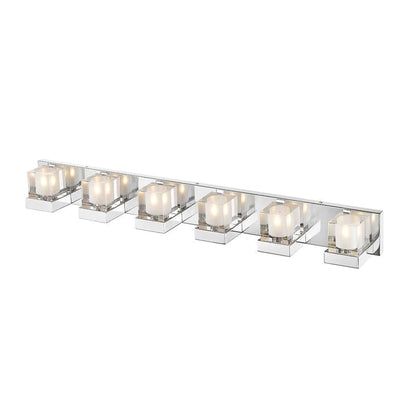 Z-Lite Fallon 40" 6-Light LED Clear Frosted Crystal Shade Vanity Light With Chrome Frame Finish