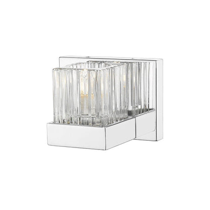 Z-Lite Fallon 6" 1-Light Chrome Wall Sconce With Clear Ribbed and Frosted Crystal Shade