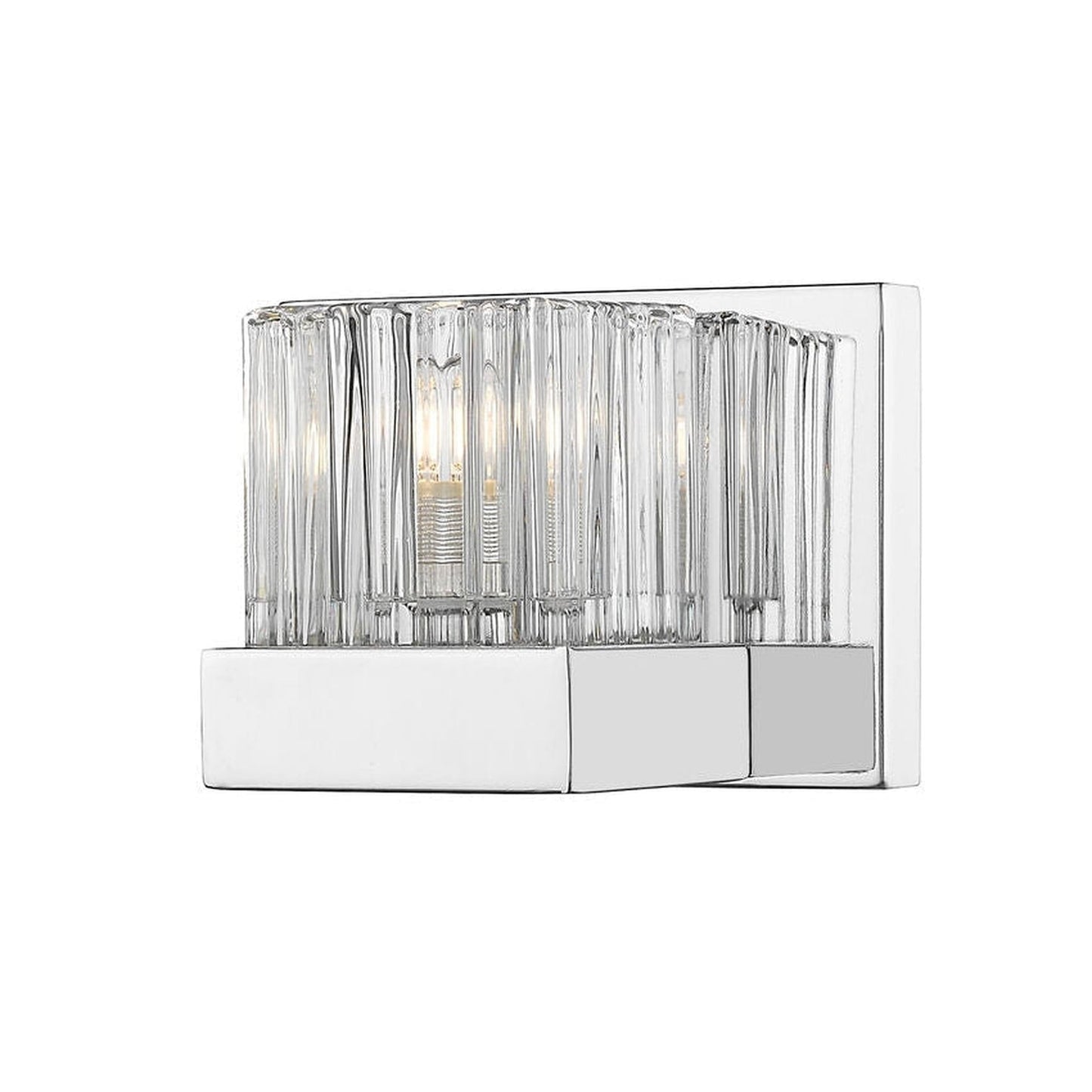 Z-Lite Fallon 6" 1-Light Chrome Wall Sconce With Clear Ribbed and Frosted Crystal Shade