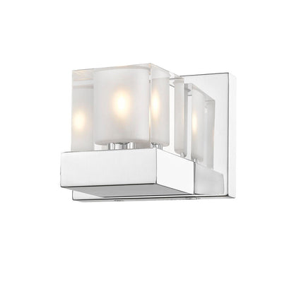 Z-Lite Fallon 6" 1-Light Chrome Wall Sconce With Clear and Frosted Crystal Shade