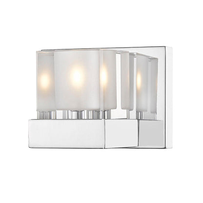 Z-Lite Fallon 6" 1-Light Chrome Wall Sconce With Clear and Frosted Crystal Shade