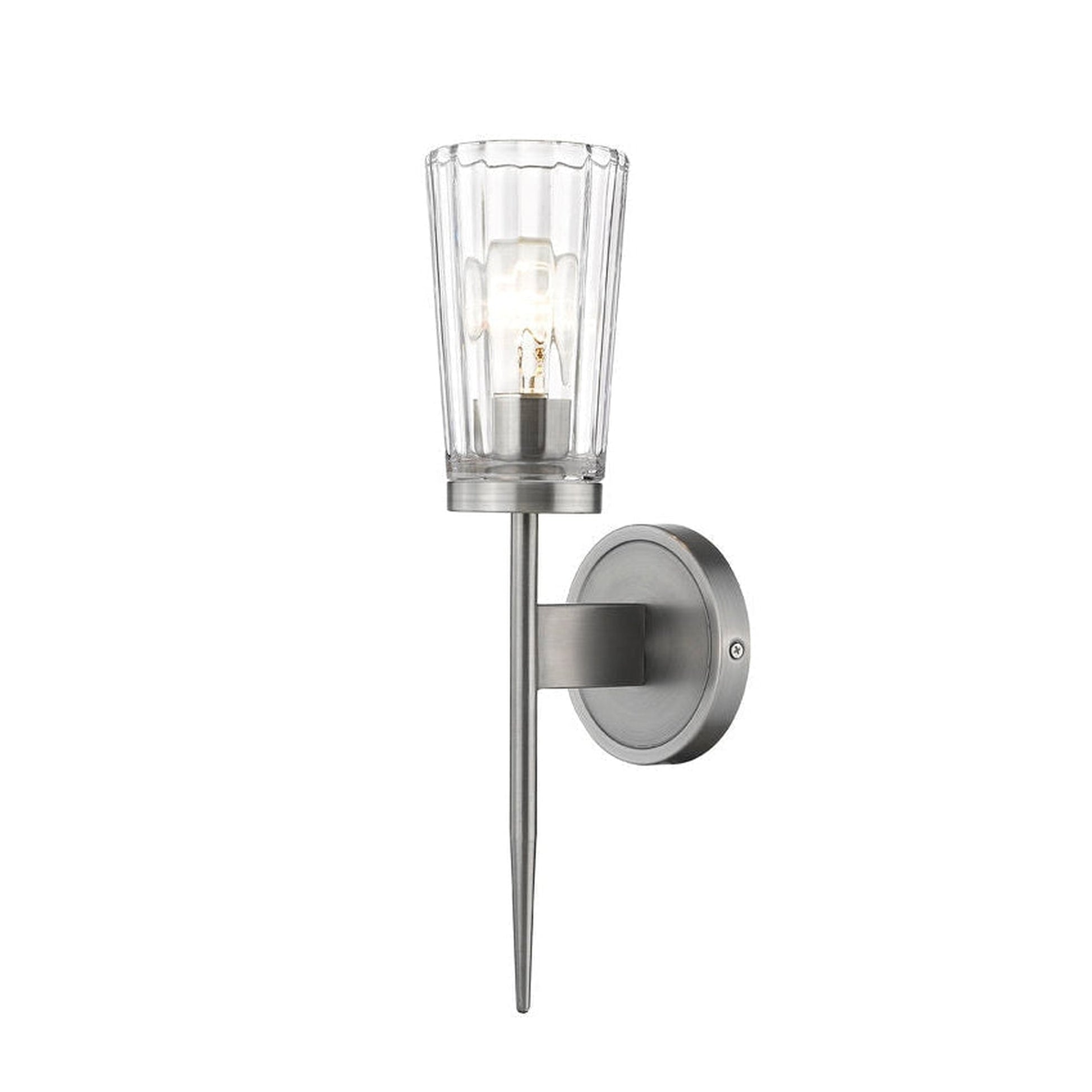 Z-Lite Flair 5" 1-Light Antique Nickel Wall Sconce With Clear Glass Shade