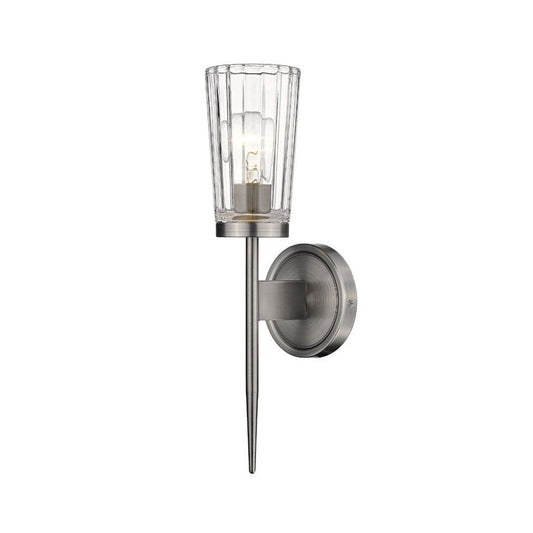 Z-Lite Flair 5" 1-Light Antique Nickel Wall Sconce With Clear Glass Shade