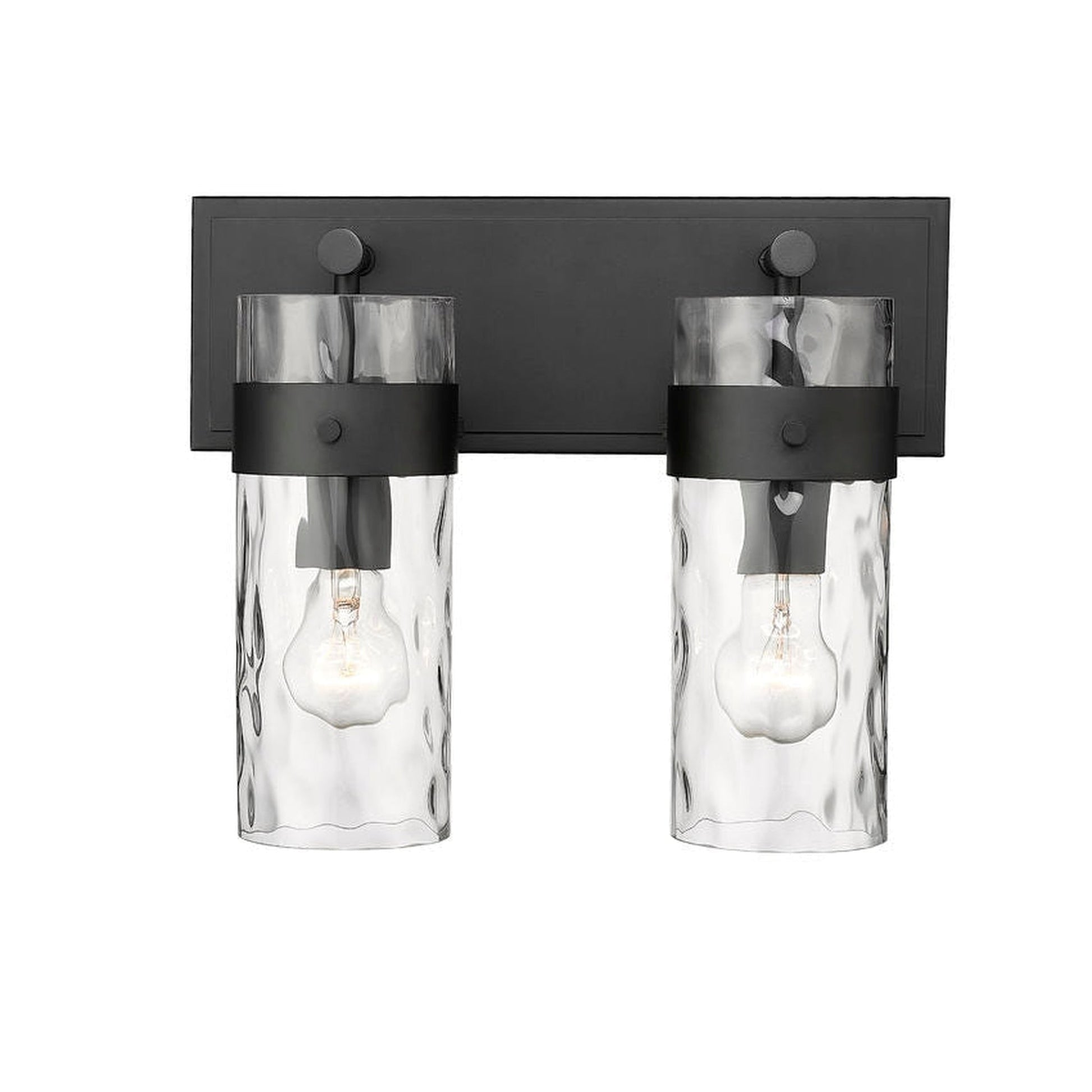 Z-Lite Fontaine 14" 2-Light Matte Black Vanity Light With Clear Glass Shade
