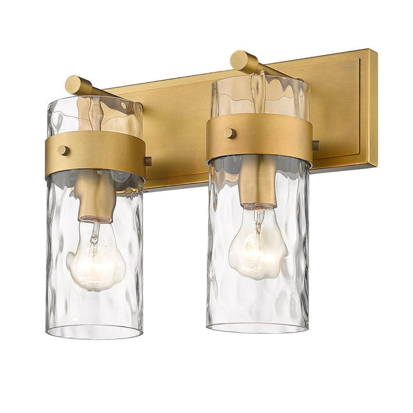 Z-Lite Fontaine 14" 2-Light Rubbed Brass Vanity Light With Clear Glass Shade