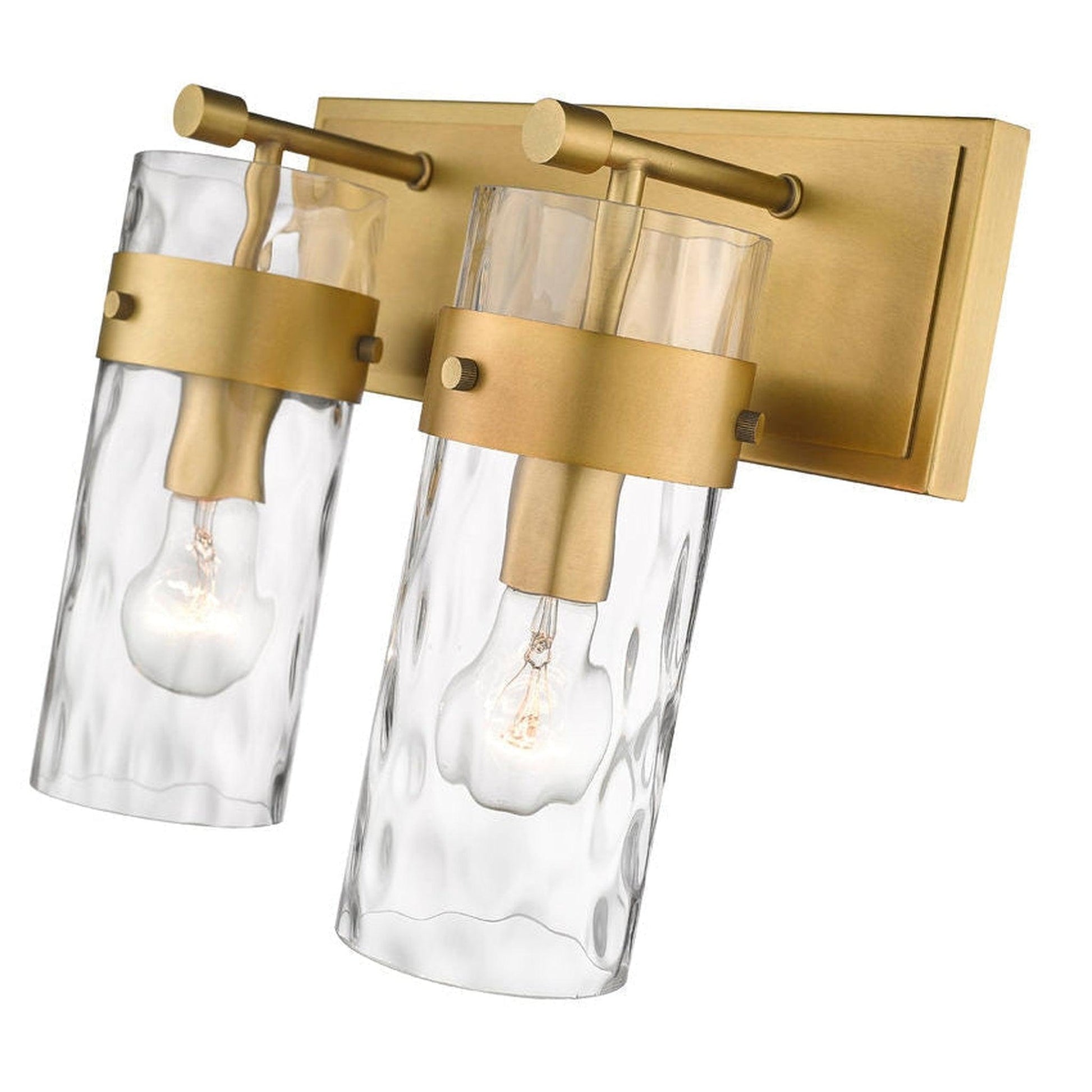 Z-Lite Fontaine 14" 2-Light Rubbed Brass Vanity Light With Clear Glass Shade