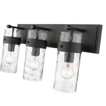 Z-Lite Fontaine 24" 3-Light Matte Black Vanity Light With Clear Glass Shade
