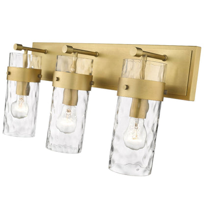 Z-Lite Fontaine 24" 3-Light Rubbed Brass Vanity Light With Clear Glass Shade