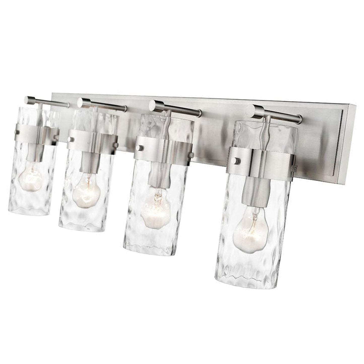 Z-Lite Fontaine 34" 4-Light Brushed Nickel Vanity Light With Clear Glass Shade