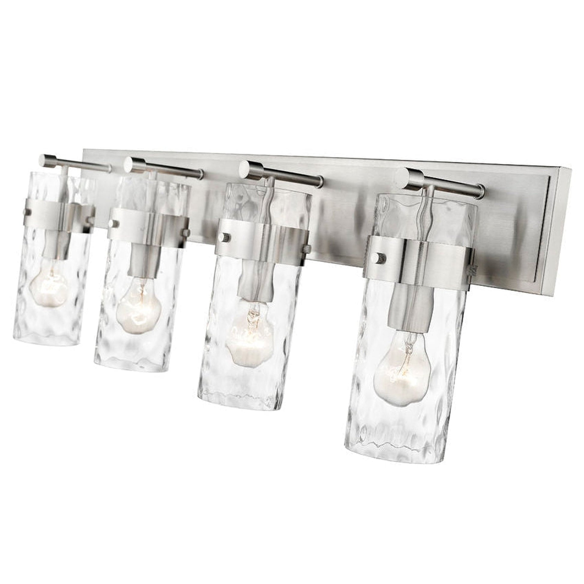 Z-Lite Fontaine 34" 4-Light Brushed Nickel Vanity Light With Clear Glass Shade