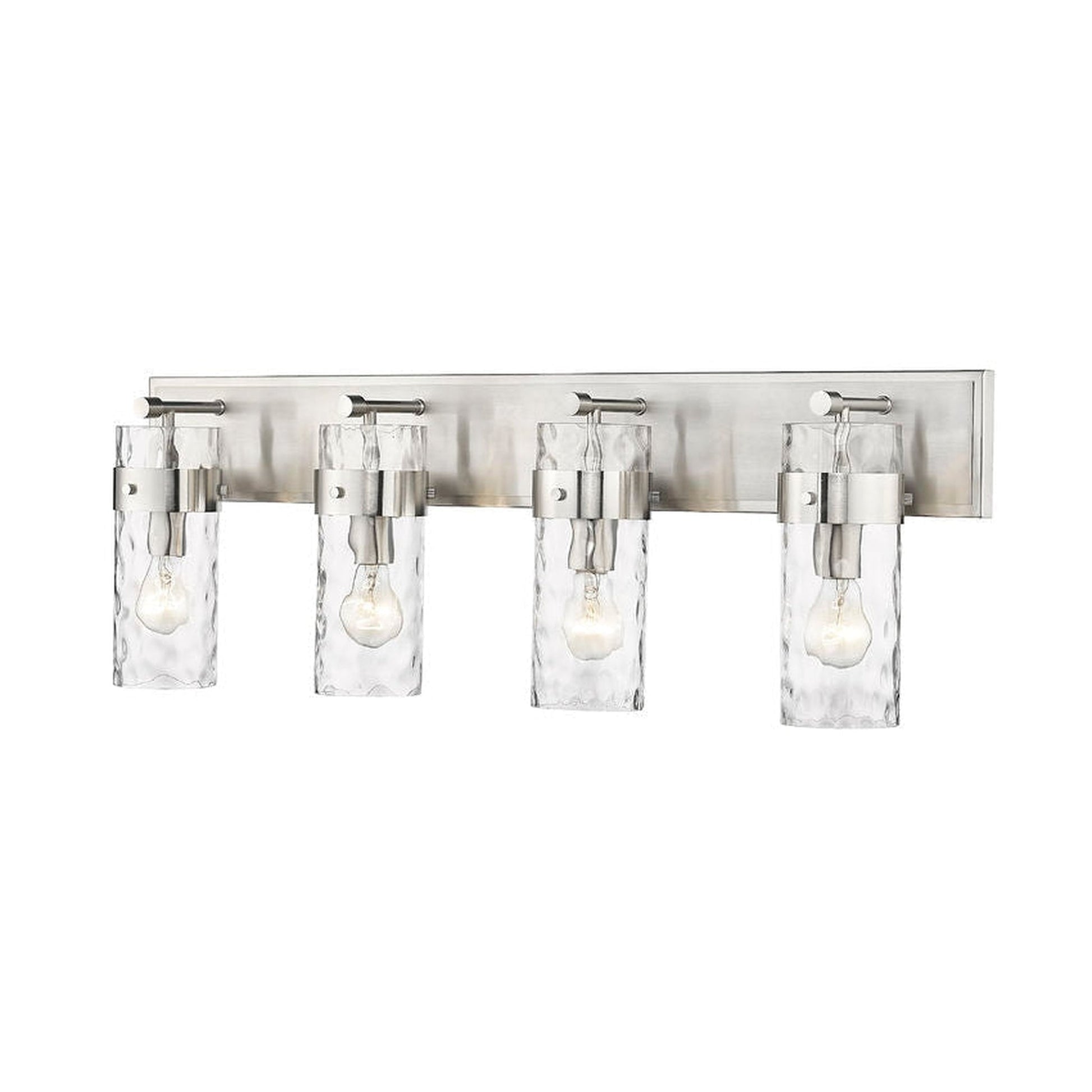 Z-Lite Fontaine 34" 4-Light Brushed Nickel Vanity Light With Clear Glass Shade