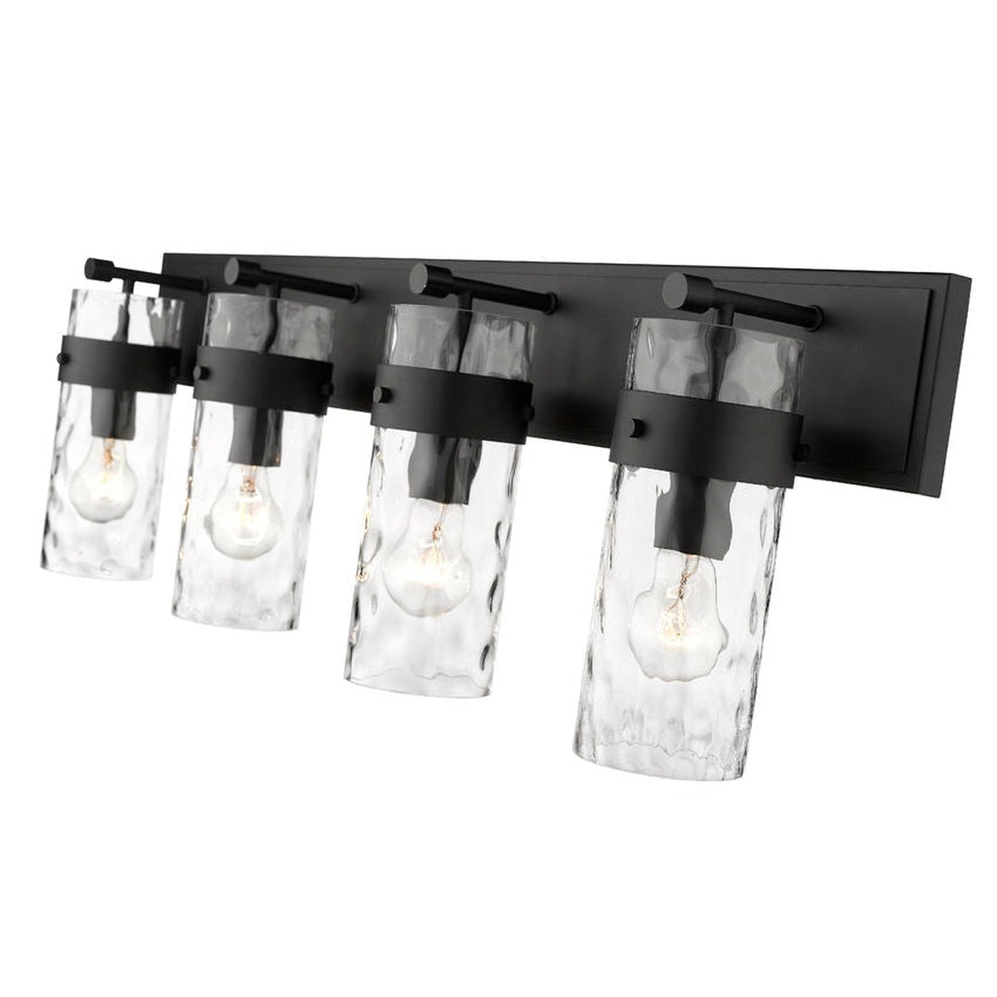 Z-Lite Fontaine 34" 4-Light Matte Black Vanity Light With Clear Glass Shade
