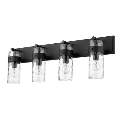 Z-Lite Fontaine 34" 4-Light Matte Black Vanity Light With Clear Glass Shade