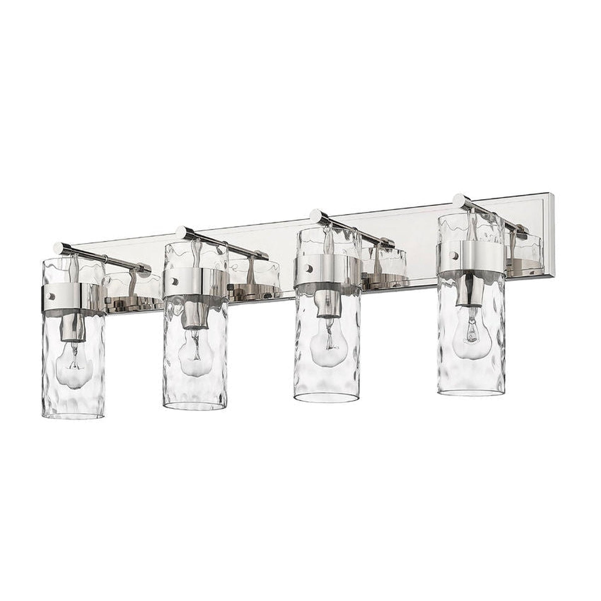 Z-Lite Fontaine 34" 4-Light Polished Nickel Vanity Light With Clear Glass Shade