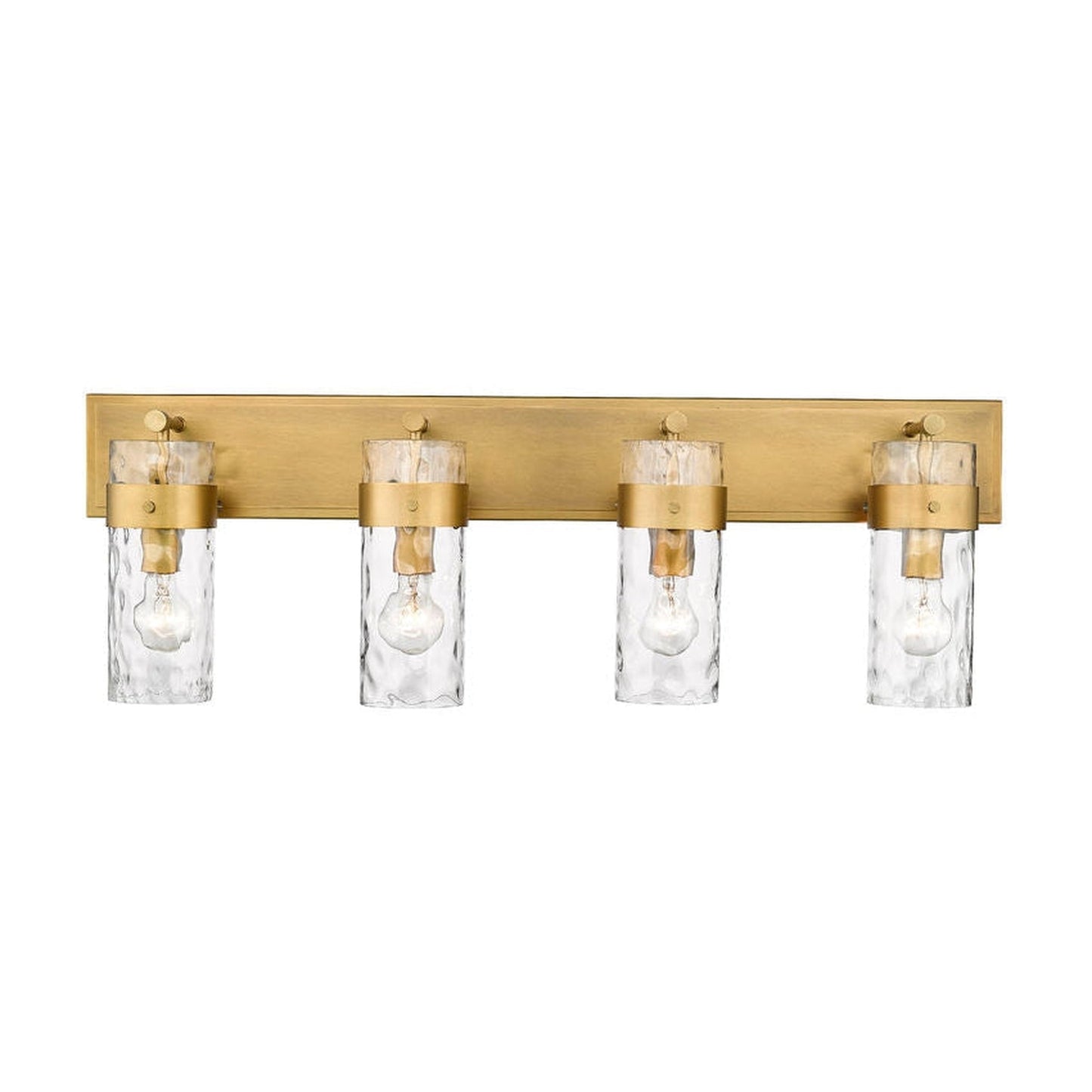 Z-Lite Fontaine 34" 4-Light Rubbed Brass Vanity Light With Clear Glass Shade