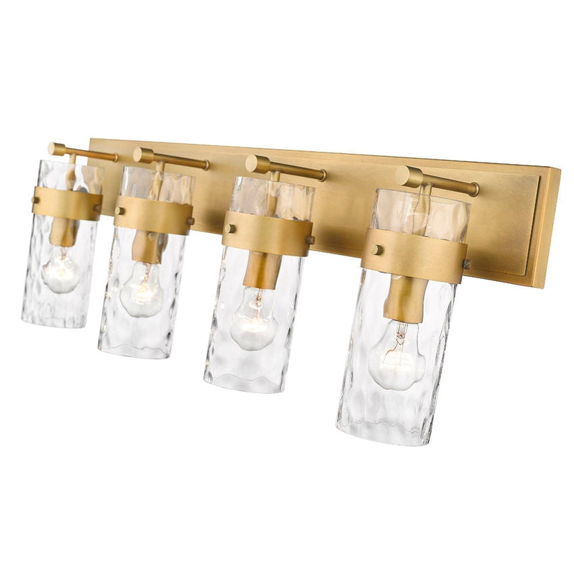 Z-Lite Fontaine 34" 4-Light Rubbed Brass Vanity Light With Clear Glass Shade
