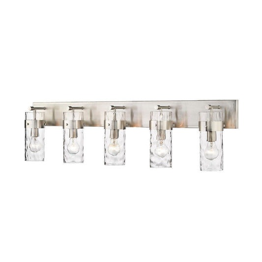 Z-Lite Fontaine 44" 5-Light Brushed Nickel Vanity Light With Clear Glass Shade