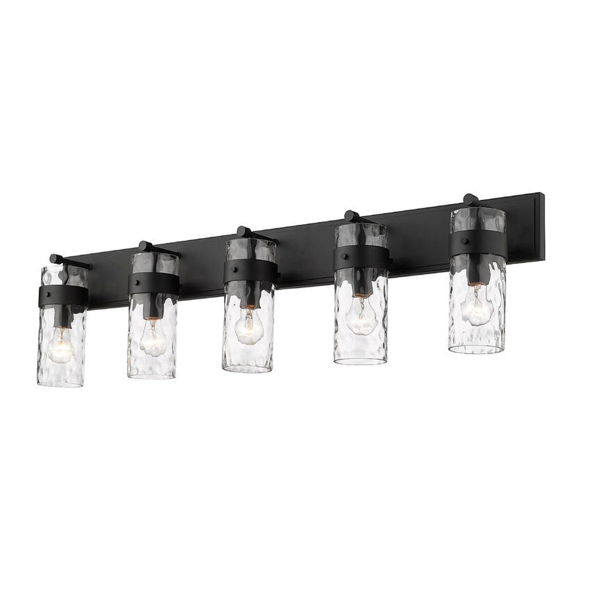 Z-Lite Fontaine 44" 5-Light Matte Black Vanity Light With Clear Glass Shade