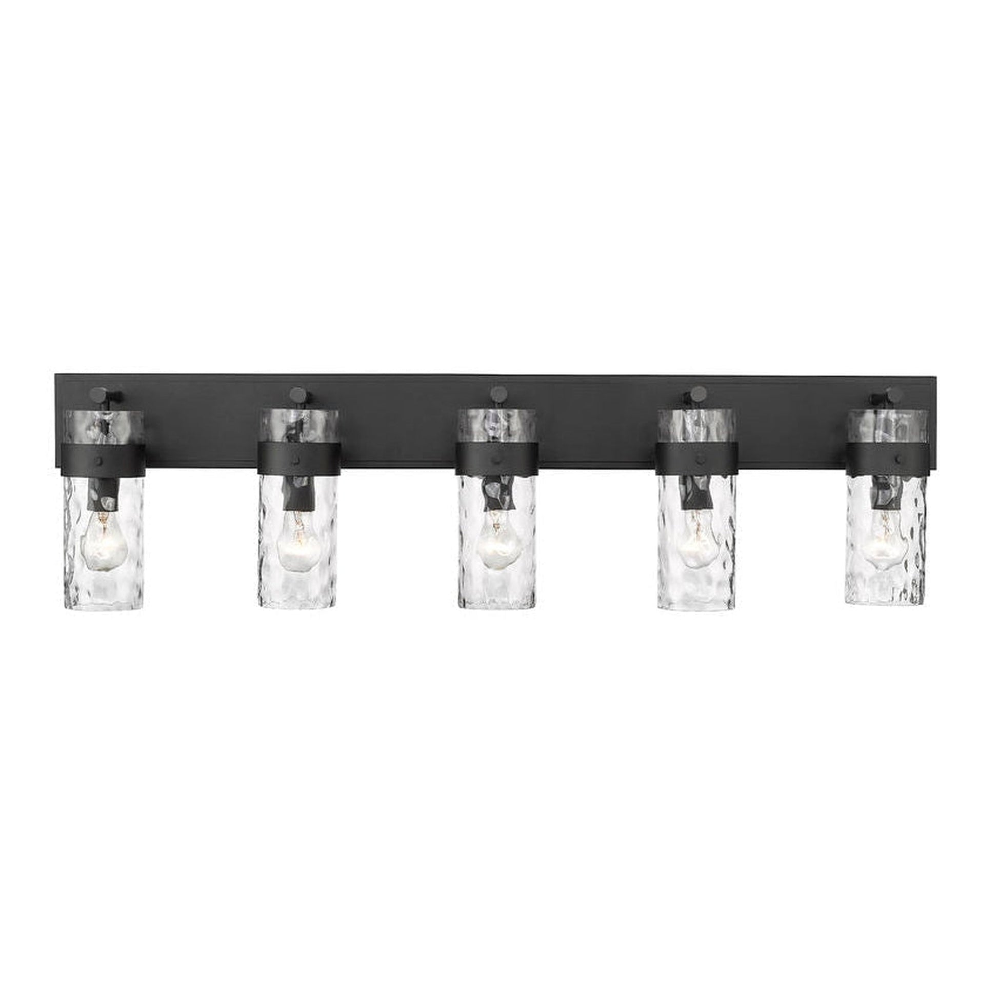 Z-Lite Fontaine 44" 5-Light Matte Black Vanity Light With Clear Glass Shade