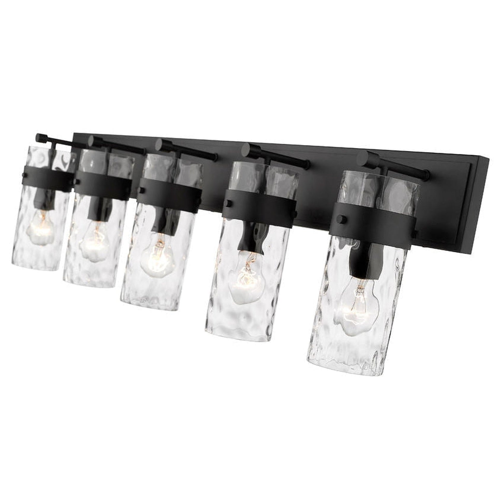 Z-Lite Fontaine 44" 5-Light Matte Black Vanity Light With Clear Glass Shade