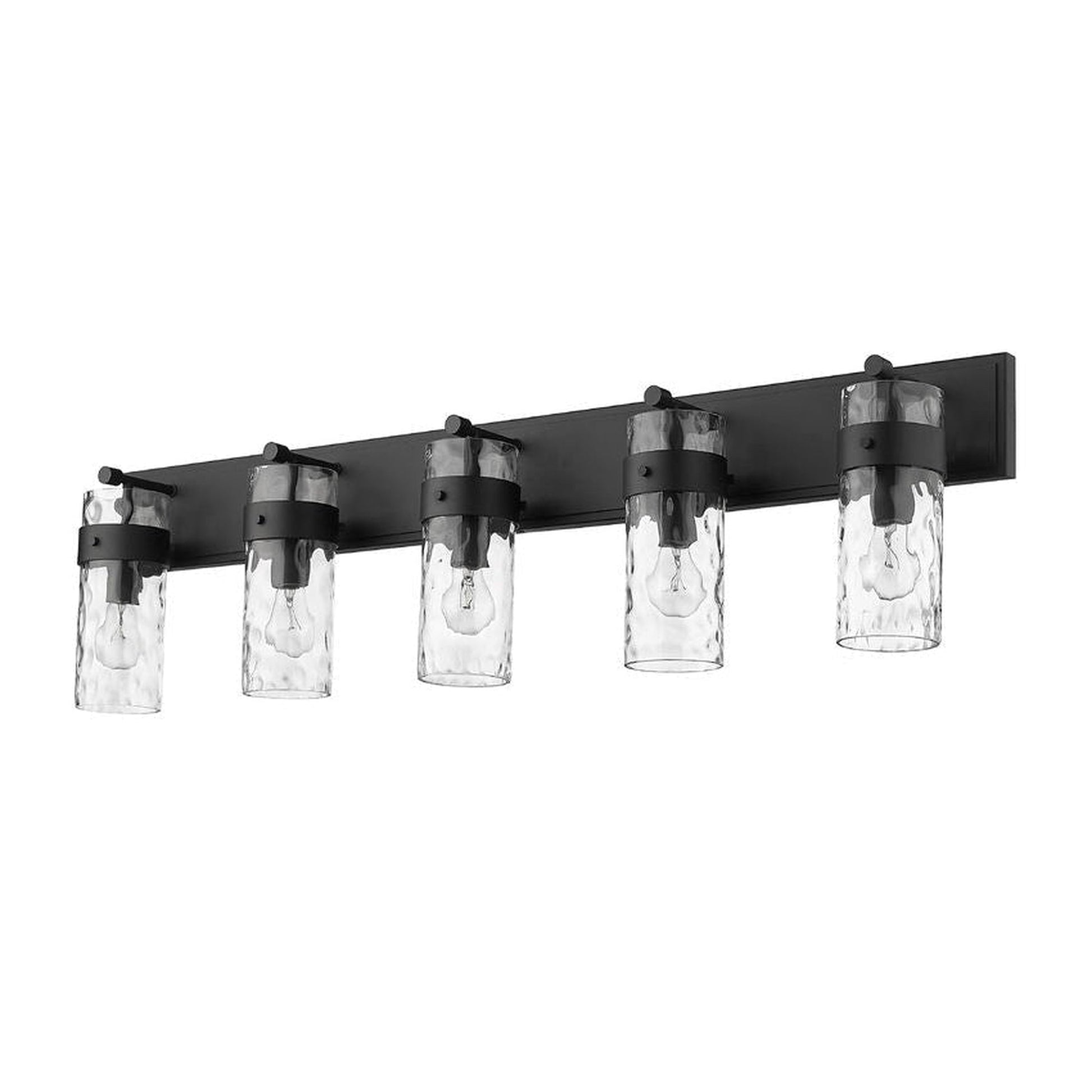 Z-Lite Fontaine 44" 5-Light Matte Black Vanity Light With Clear Glass Shade