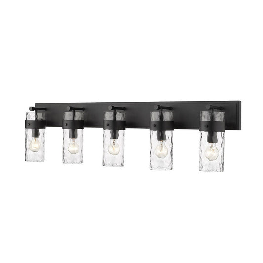 Z-Lite Fontaine 44" 5-Light Matte Black Vanity Light With Clear Glass Shade