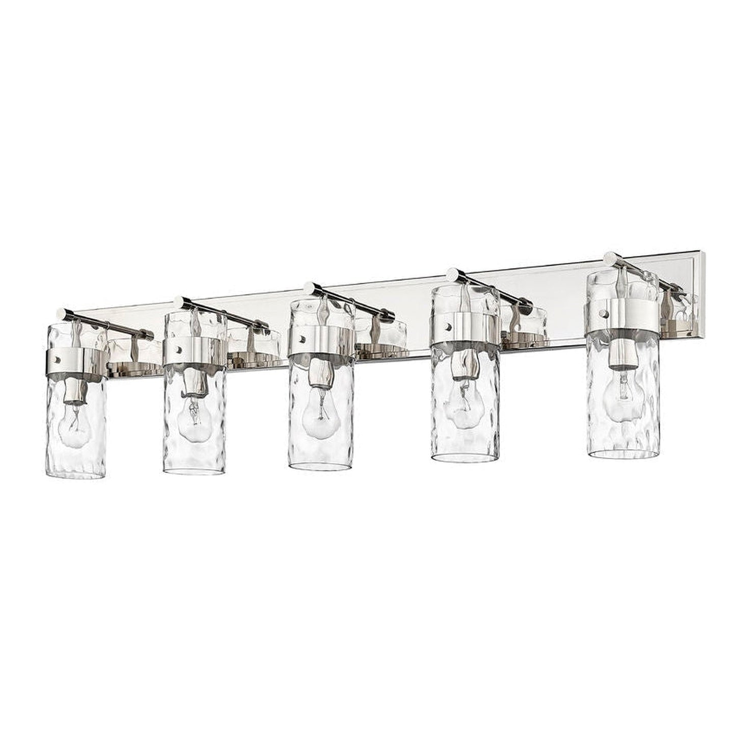 Z-Lite Fontaine 44" 5-Light Polished Nickel Vanity Light With Clear Glass Shade
