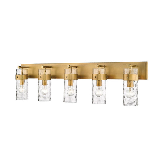 Z-Lite Fontaine 44" 5-Light Rubbed Brass Vanity Light With Clear Glass Shade