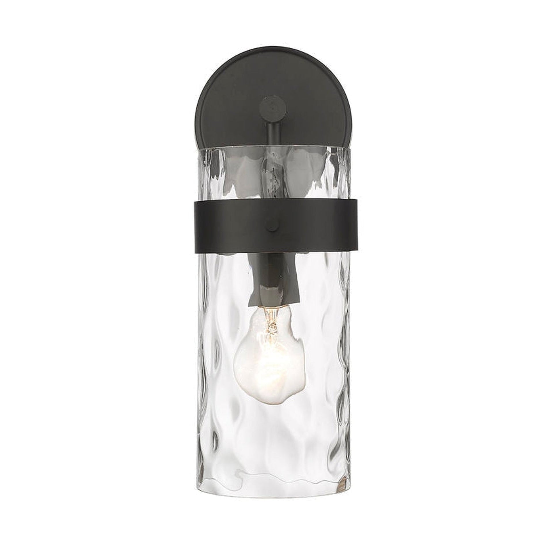 Z-Lite Fontaine 6" 1-Light Matte Black Wall Sconce With Clear Glass Shade
