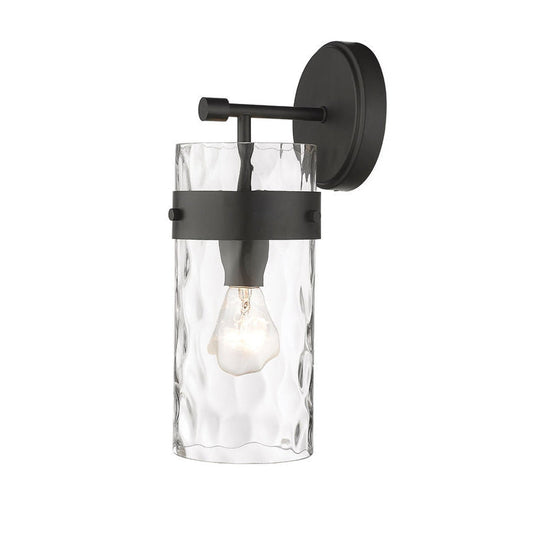 Z-Lite Fontaine 6" 1-Light Matte Black Wall Sconce With Clear Glass Shade