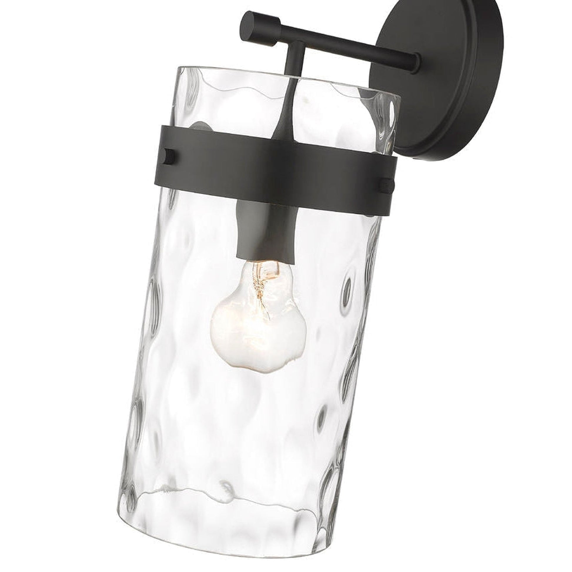 Z-Lite Fontaine 7" 1-Light Matte Black Wall Sconce With Clear Glass Shade