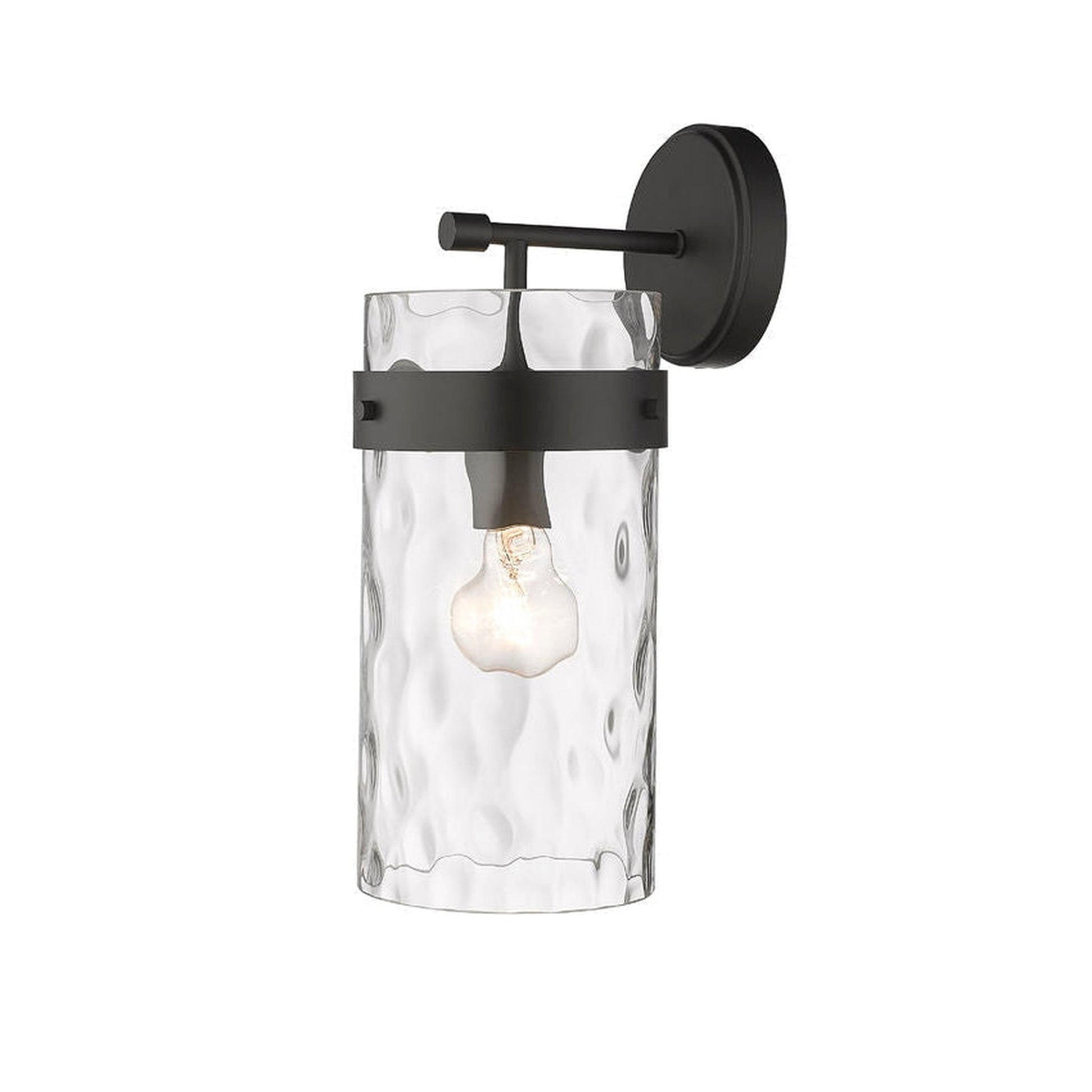 Z-Lite Fontaine 7" 1-Light Matte Black Wall Sconce With Clear Glass Shade